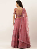 Lavender Net Semi Stitched Coding and Stone Heavy work Lehenga Choli