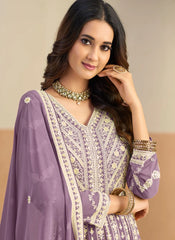 Stylish lavender ethnic Anarkali outfit for women