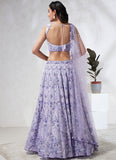 Lavish Lavender Poly Georgette Wedding & Festive Wear Lehenga Choli Set