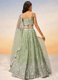 Lime Green Chiffon Stunning Lehenga Cholis for Cocktail Reception