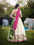 Lotus Design With Sequince And Thread Embroidery Work Khadi Cotton Lehenga Choli