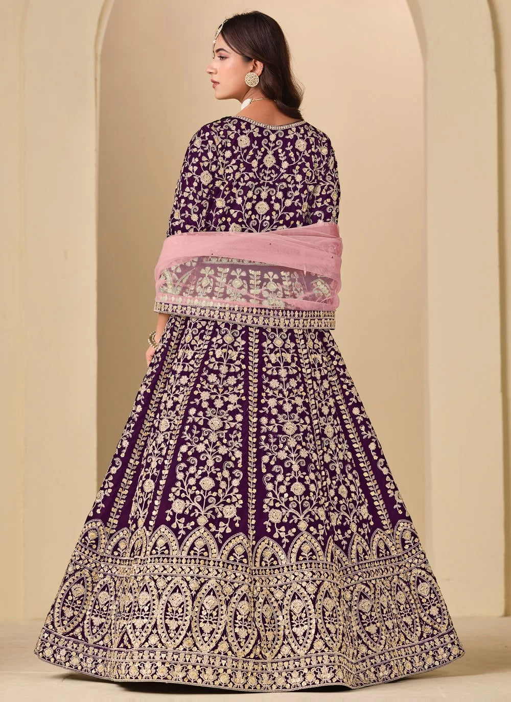 Luxurious Purple Velvet Anarkali Suit