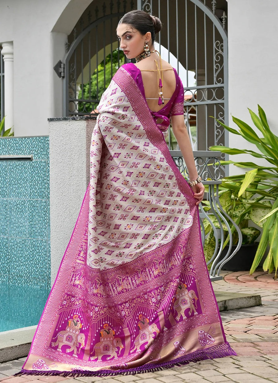 Luxury Patola saree with rich woven pallu and tassels