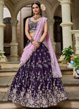 Magenta Organza Embroidered Designer Lehenga Choli with Pink Dupatta