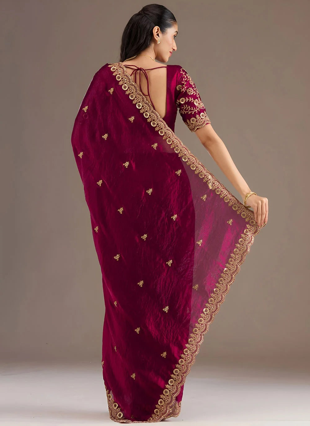 Premium Maroon Reception Wear Saree for Women