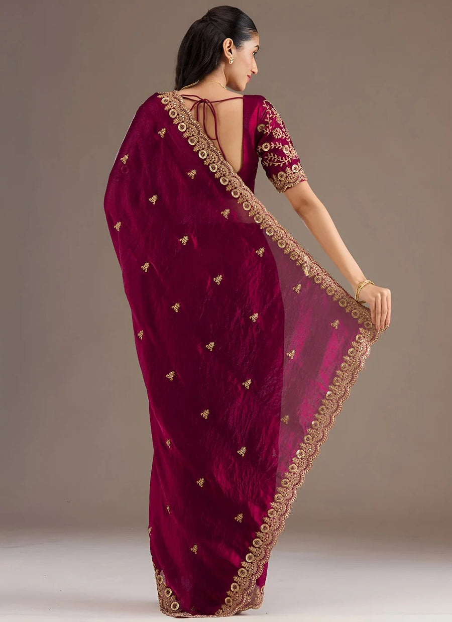 Premium Maroon Reception Wear Saree for Women