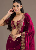 Maroon Designer Tissue Silk Wedding Saree