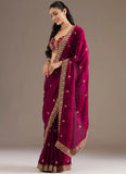 Designer Maroon Wedding Guest Saree