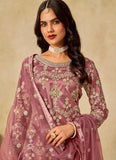 Mauve Net Sharara Outfit with Satin Lining