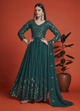 Mehendi Georgette Embroidery Party wear dresses for women