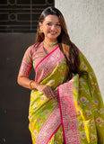 Mehendi Green Banarasi Silk Saree for Wedding | Zari Woven