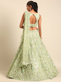 Mesmerizing Limegreen Net Lehenga Choli Set with Zarkan & Sequins Embroidery