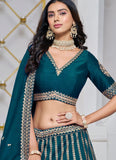 Peach Wedding Wear Lehenga with Art Silk Dupatta