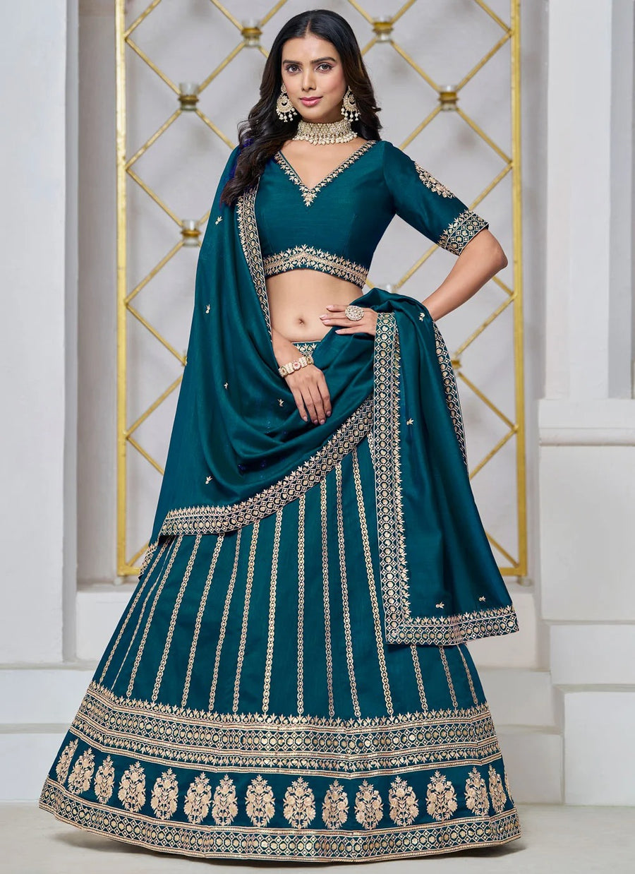 Morpeach Wedding Guest Lehenga in Art Silk with Embroidery