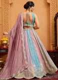 Multi Color Georgette Embroidered Fancy Lehenga Choli with Peach Dupatta