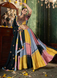 Multi color Mirror Work Maslin Cotton Lehenga for Navratri