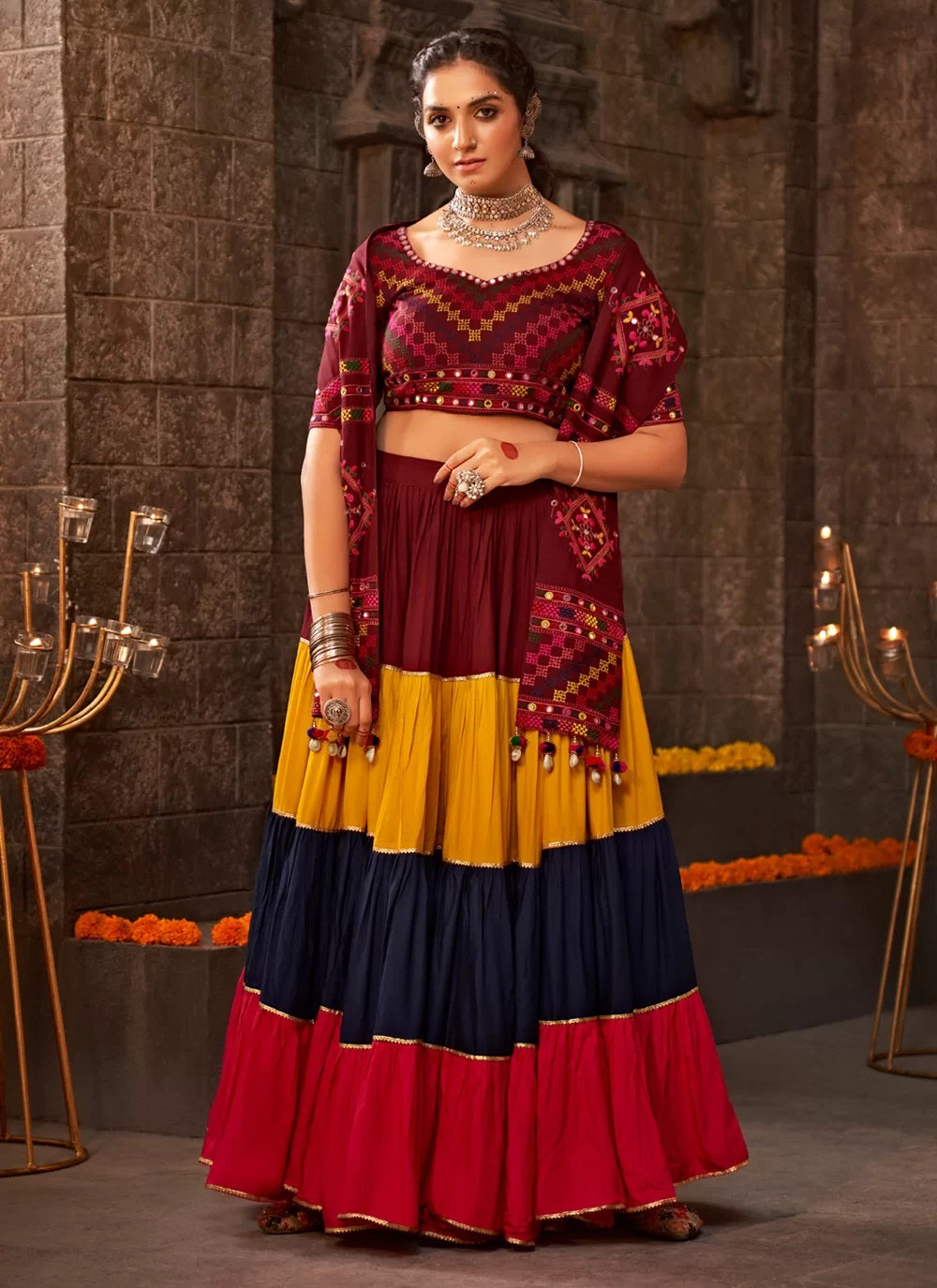 Multi Color Rayon Navratri Special Chaniya Choli For Women | Navratri 2023