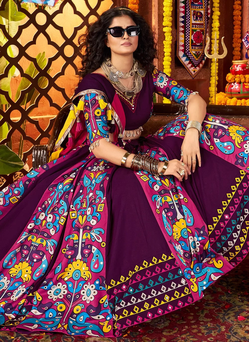 Multi-color dupatta with traditional patch work design