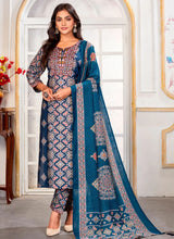 Trendy Multicolor Chanderi Embroidered Readymade Designer Suit Set