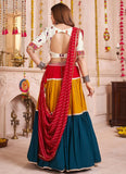 Red Georgette Dupatta with Print & Lace Border Details
