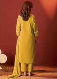 Mustard Cotton Embroidered Kurti Set with Dupatta
