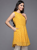 Mustard Georgette Printed Tunic For Women