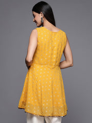 Mustard Georgette Printed Tunic For Women