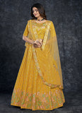 Mustard Indian Engagement Wear Silk Sequins and Diamond Work Chaniya Choli