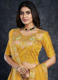 Mustard Indian Engagement Wear Silk Sequins and Diamond Work Chaniya Choli