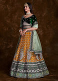 Mustard Zari Dori and zarkan work Designer Lehenga Choli