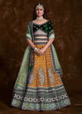 Mustard Zari Dori and zarkan work Designer Lehenga Choli