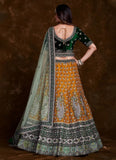 Mustard Zari Dori and zarkan work Designer Lehenga Choli