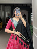 Pink Color Bandhej And Ajarakh Print With Gota Lace Border Rayon Chaniya Choli