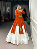 Orange Color Gamthi Work With Gotta Patti Lace Design Lehenga Choli