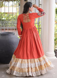 Gujarati Navratri gown with 12 metre flair and traditional Kutchi work