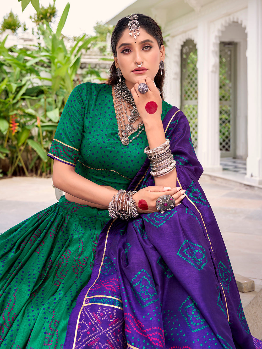 Green lehenga choli for garba and weddings