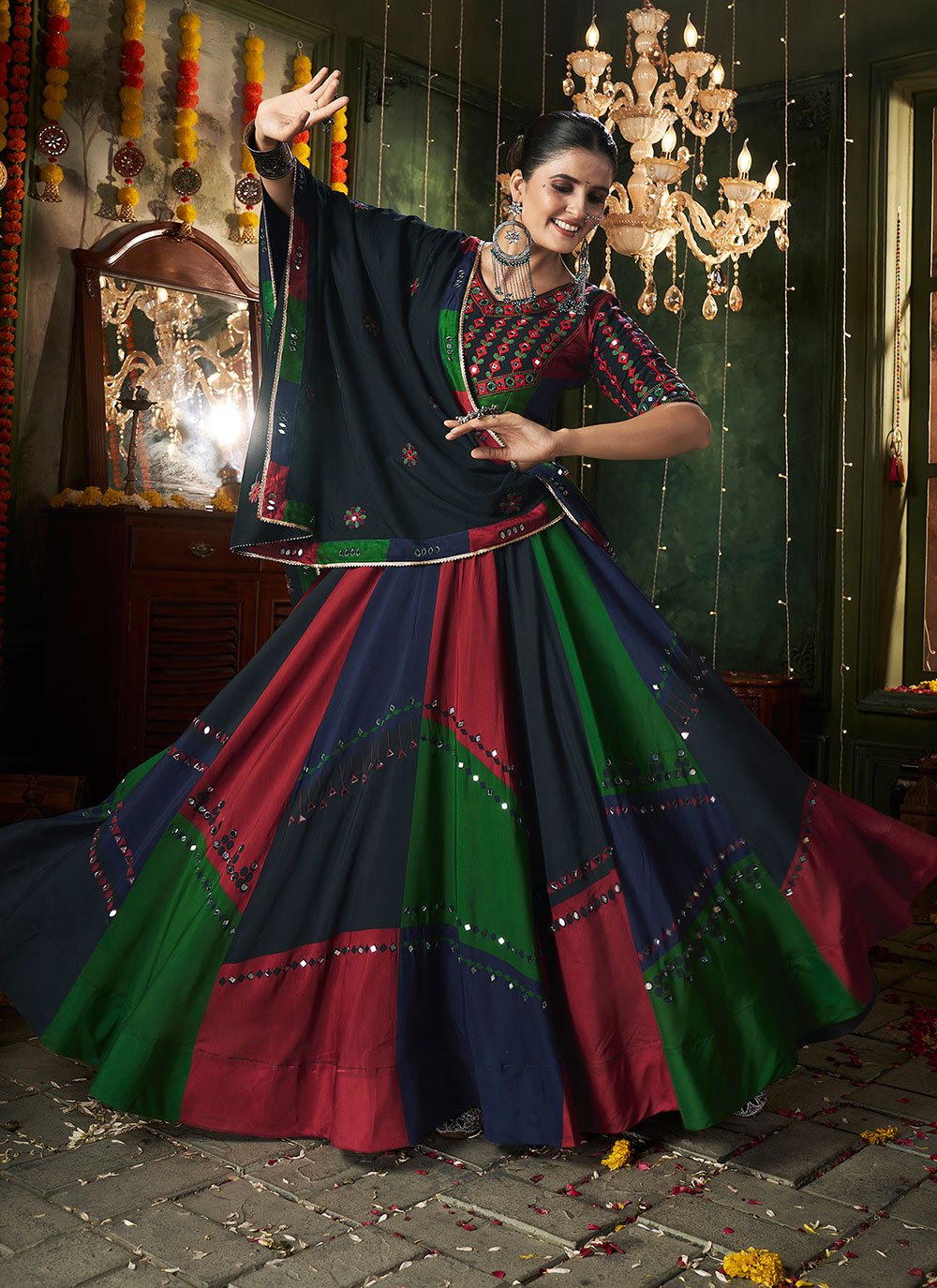 Navratri Special Multicolor Muslin Cotton Chaniya Choli