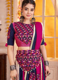 Navy kutchi patchwork choli with mirror work for Navratri