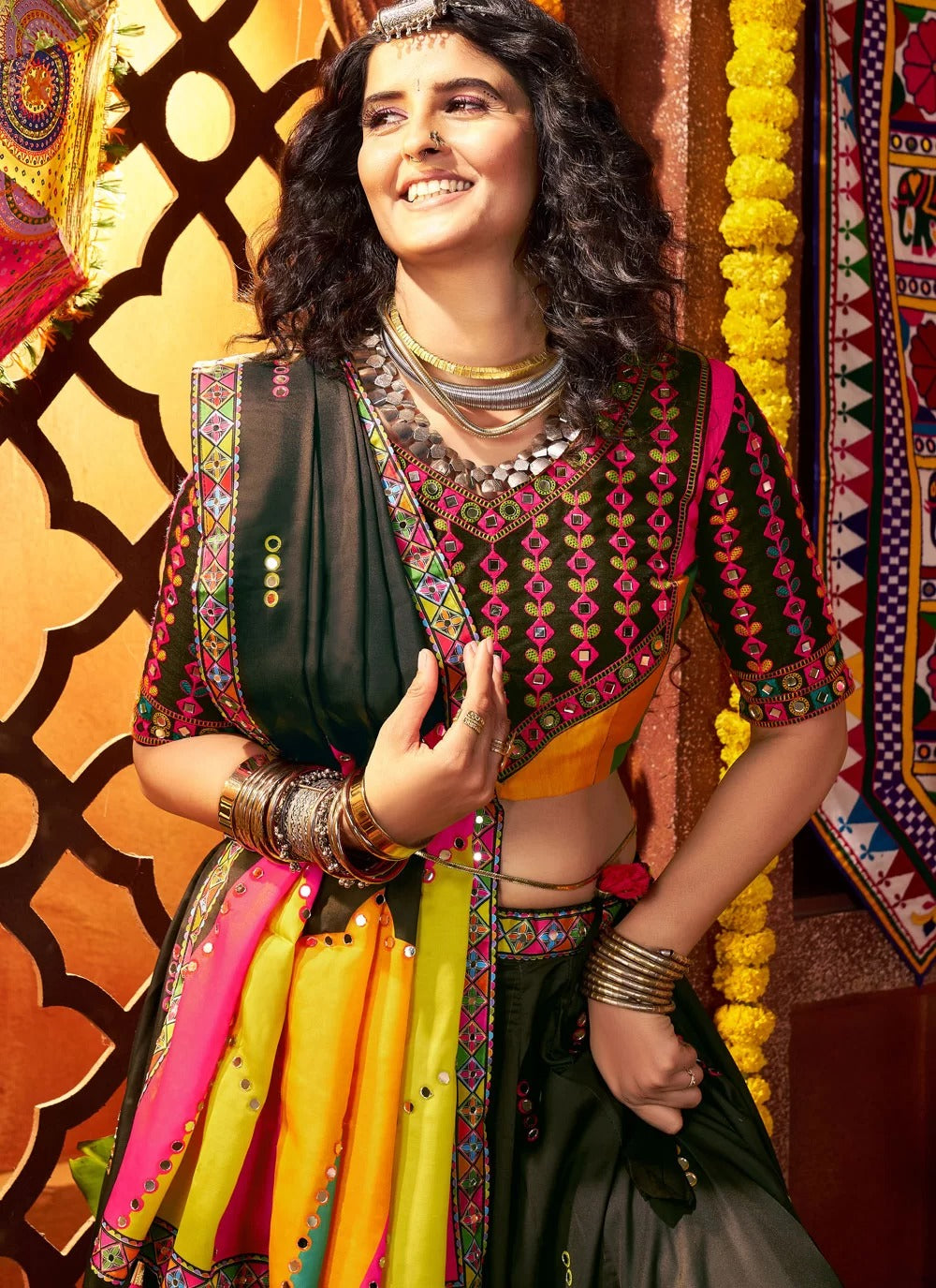 Traditional black Navratri chaniya choli set online