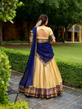 Zari weaving border navy blue lehenga for weddings