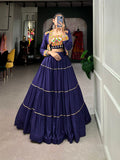 Elegant Navy Blue Navratri Chaniya Choli with Koti – Pure Rayon & Gota Patti