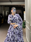 Navy Blue Color Printed With Hotfix Tubby Silk Lehenga Choli
