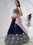 Navy Blue Sequins and Zarkan embroidery Wedding Lehenga Choli