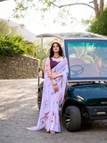 Floral printed marbal saree for women