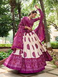 Wine Color Bandhej Printed Tussar Silk Lehenga Choli