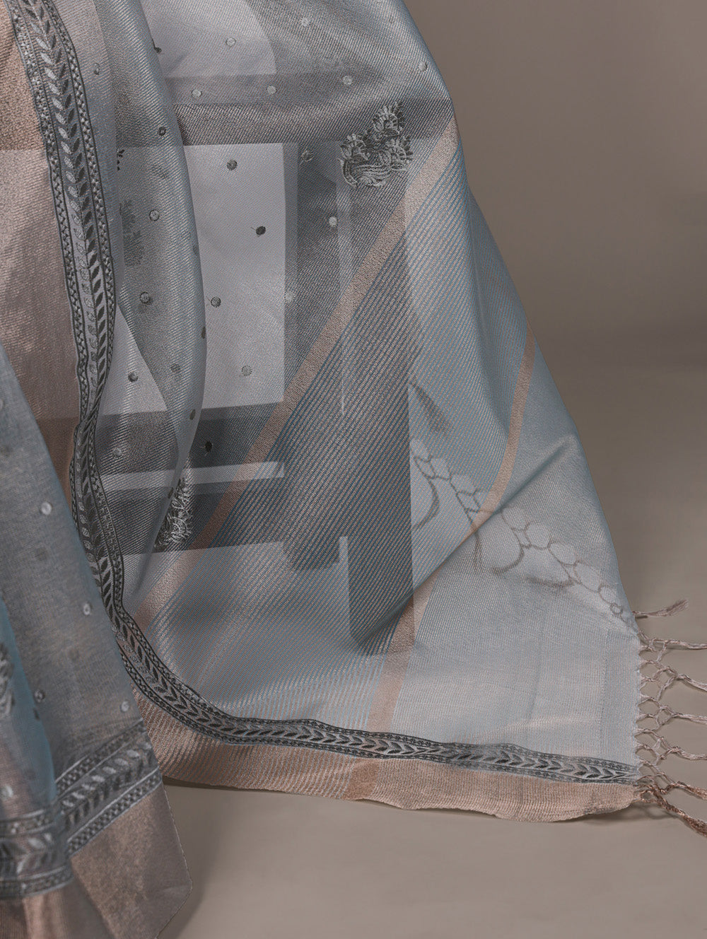 Designer sky blue shimmer saree with blouse