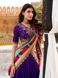 traditional purple embroidered lehenga