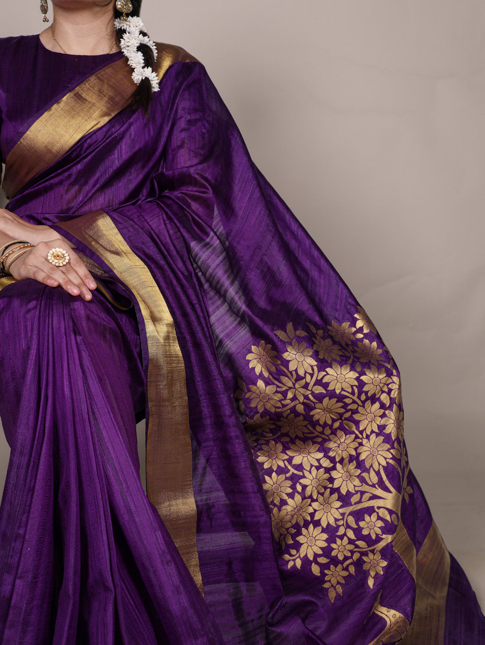 Raw silk saree with unstitched blouse