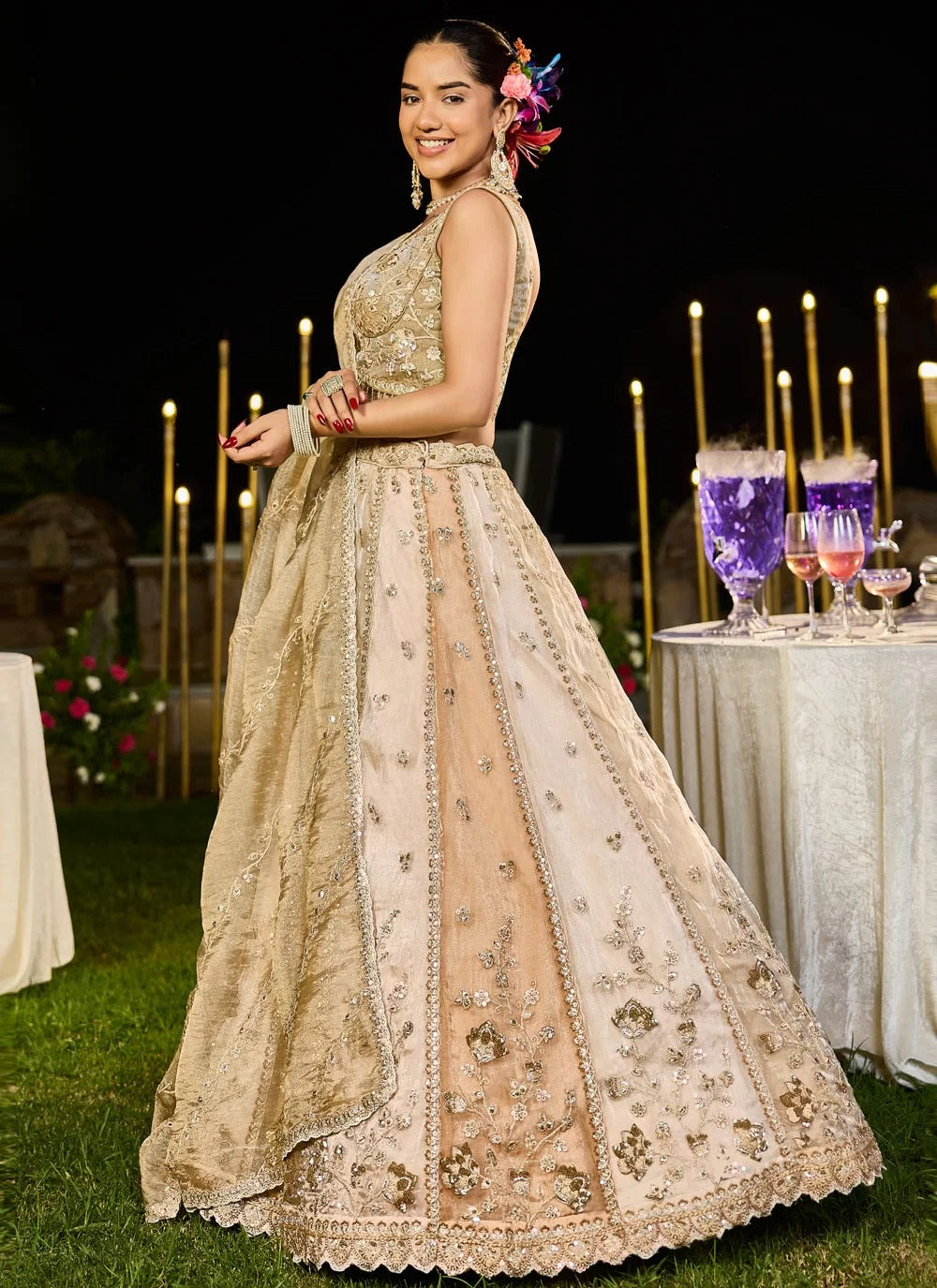 Sequins Embroidered Multi Color Wedding Lehenga Choli