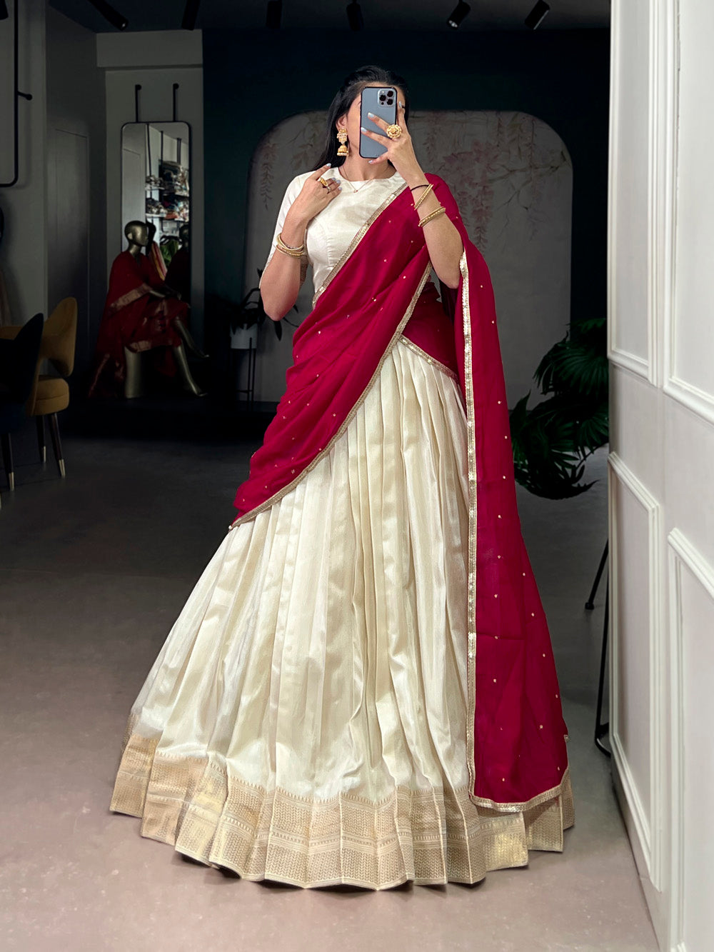off white wedding lehenga choli